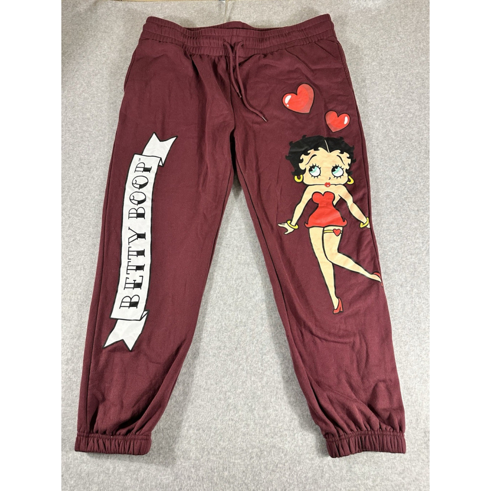 Betty Boop Jogger Sweatpants XXL Dark Cherry Fleischer Studios Lounge Pants